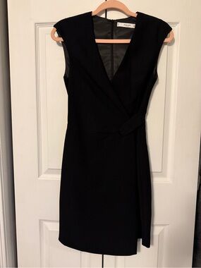 Mango Black Sleeveless Wrap-Front Mini Dress